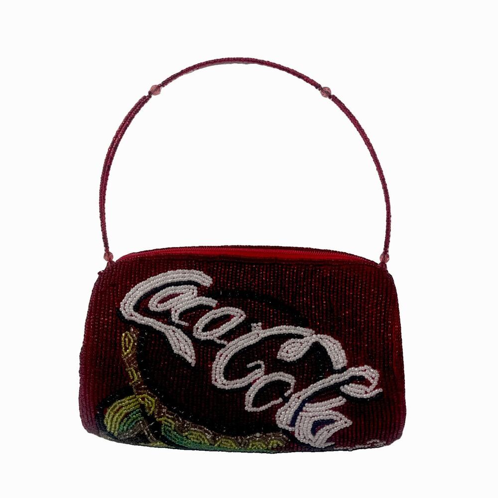 Vintage 90’s Red Coca-Cola Beaded Purse Hand Bag- Rare Collectible Purse